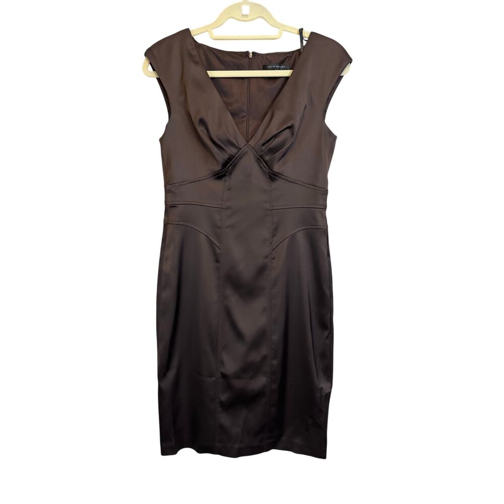David Meister Midi Dress Size 8 Brown Party Cocktail Prom Bodycon Business Glam